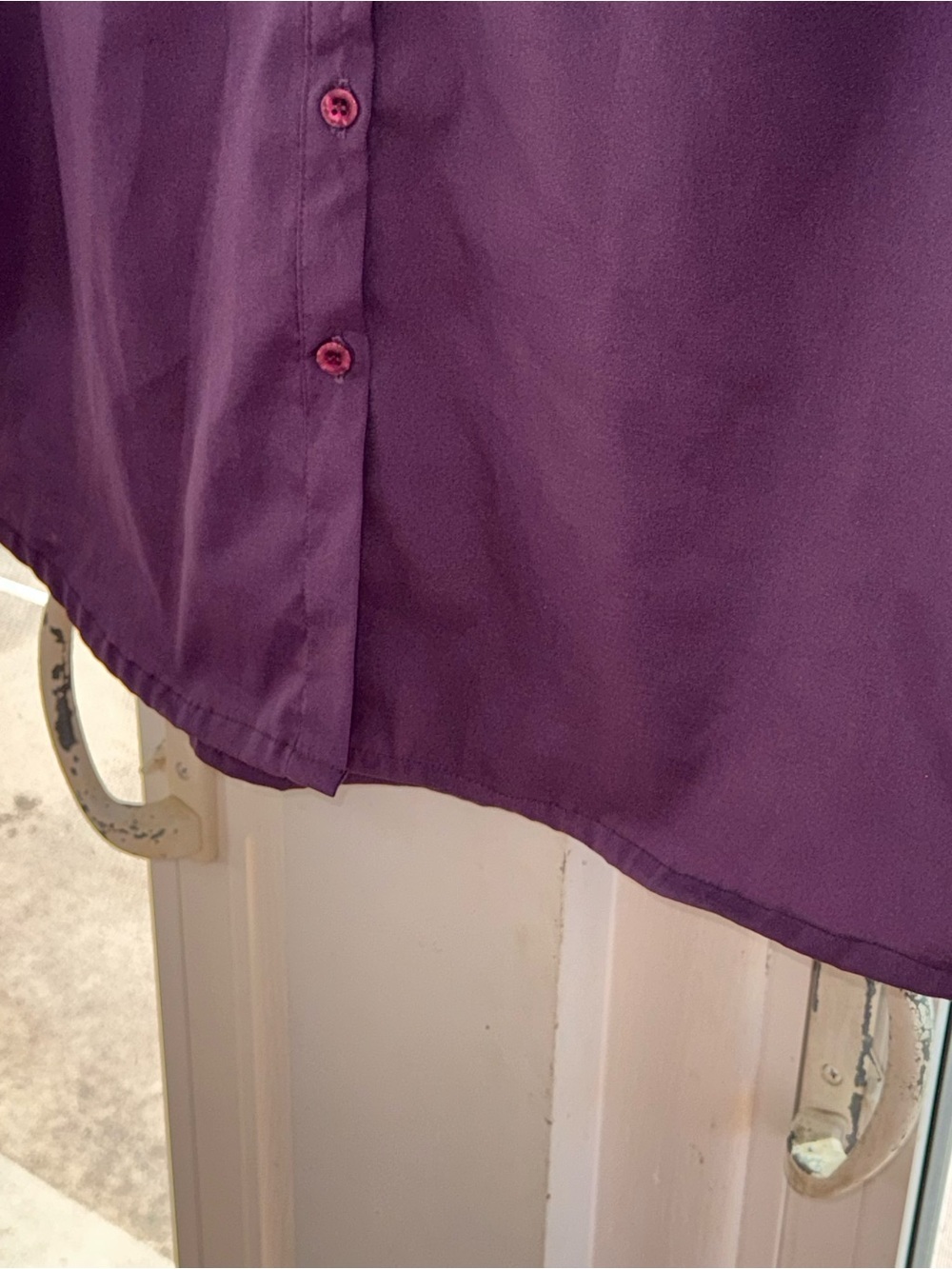 UNITI Women Plus Size 1X Stretch Button Up Shirt Plum Purple Roll Tab 3/4 Sleeve - Picture 9 of 12